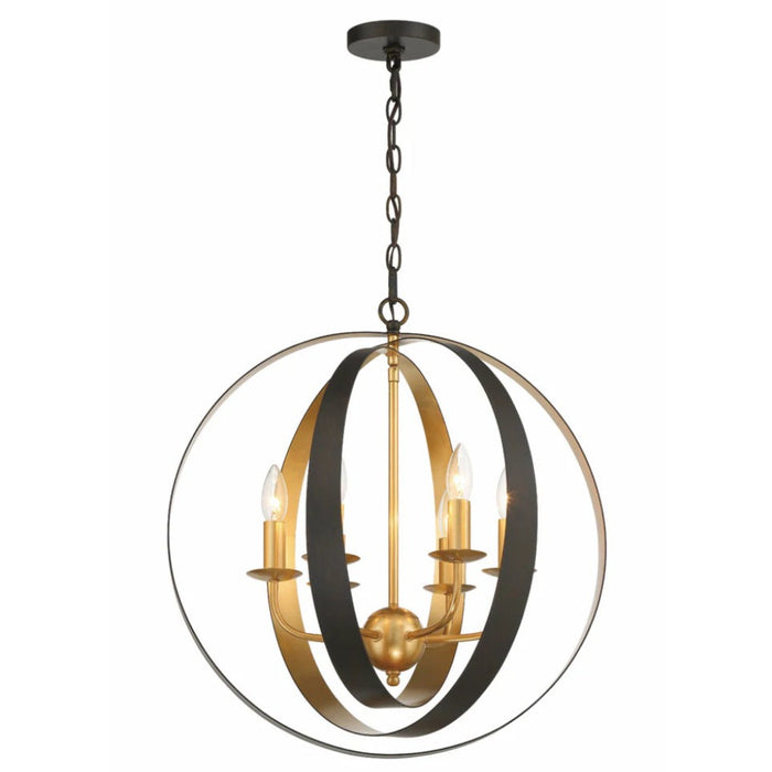 6-Light Two-Toned Large Sphere Chandelier