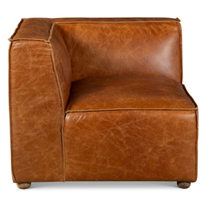 Cocoa Brown Leather Sectional Sofa