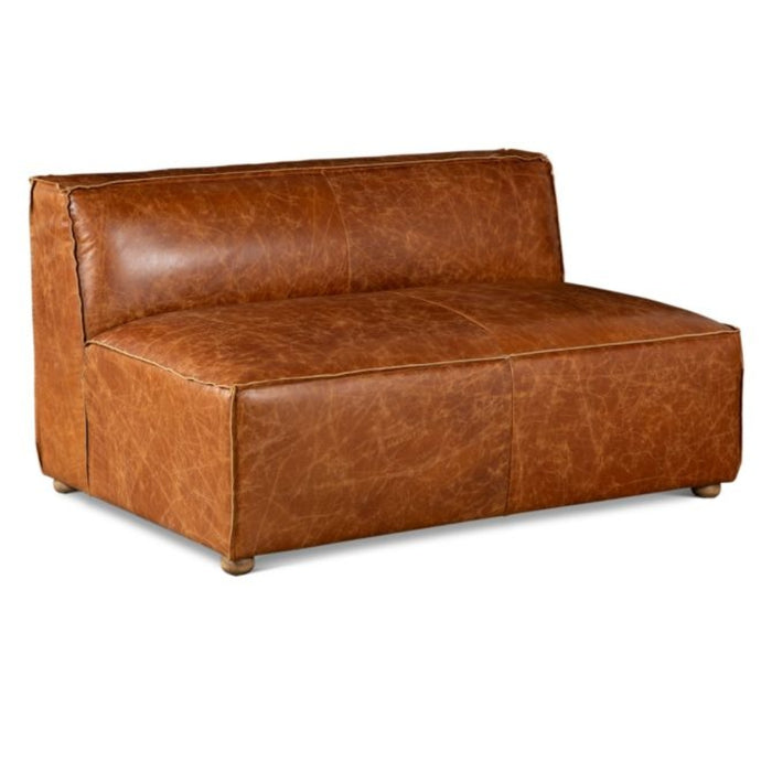 Cocoa Brown Leather Sectional Sofa