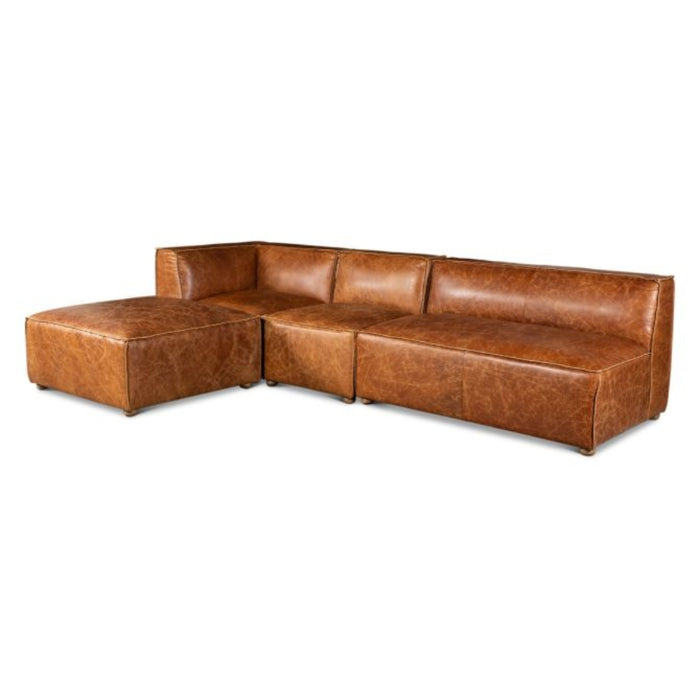 Cocoa Brown Leather Sectional Sofa