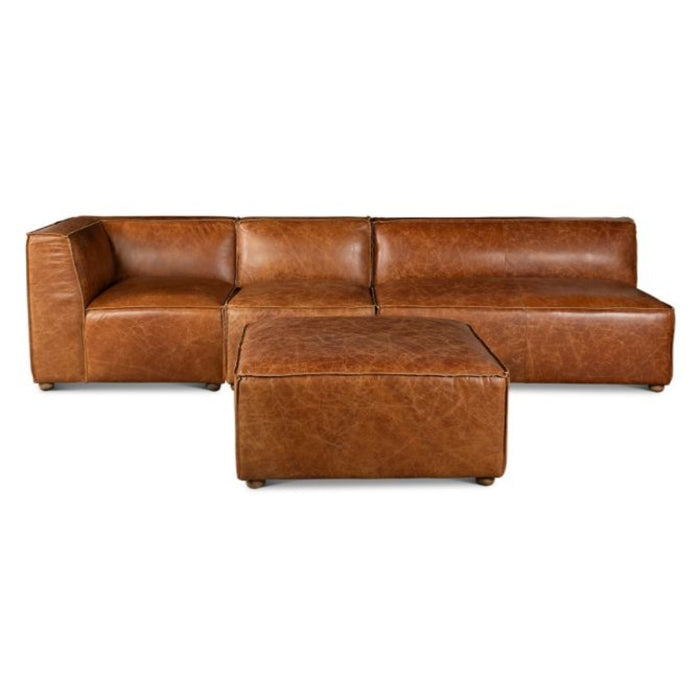 Cocoa Brown Leather Sectional Sofa