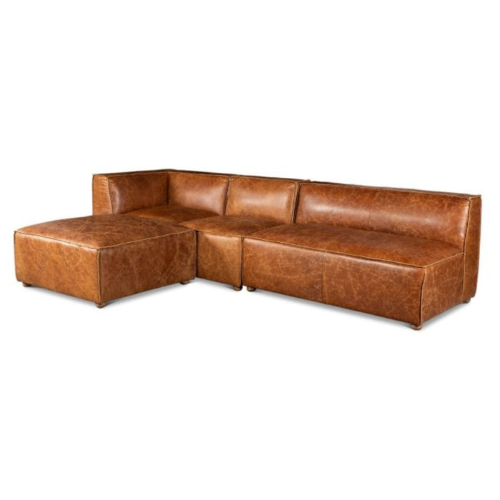 Cocoa Brown Leather Sectional Sofa