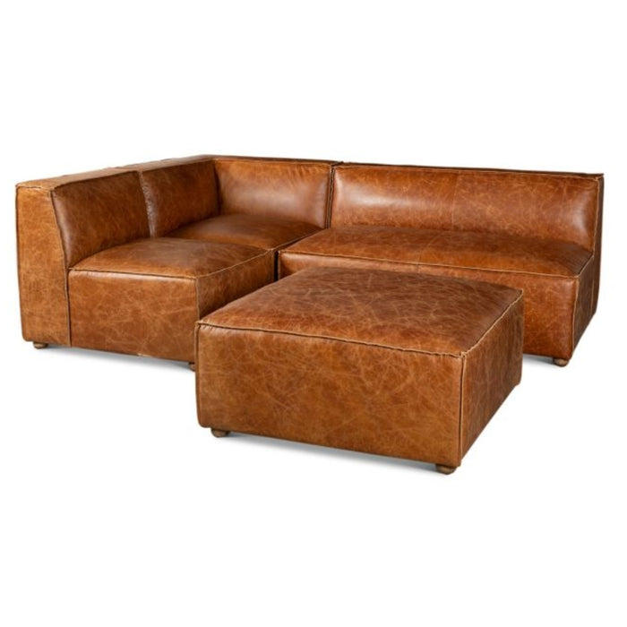 Cocoa Brown Leather Sectional Sofa