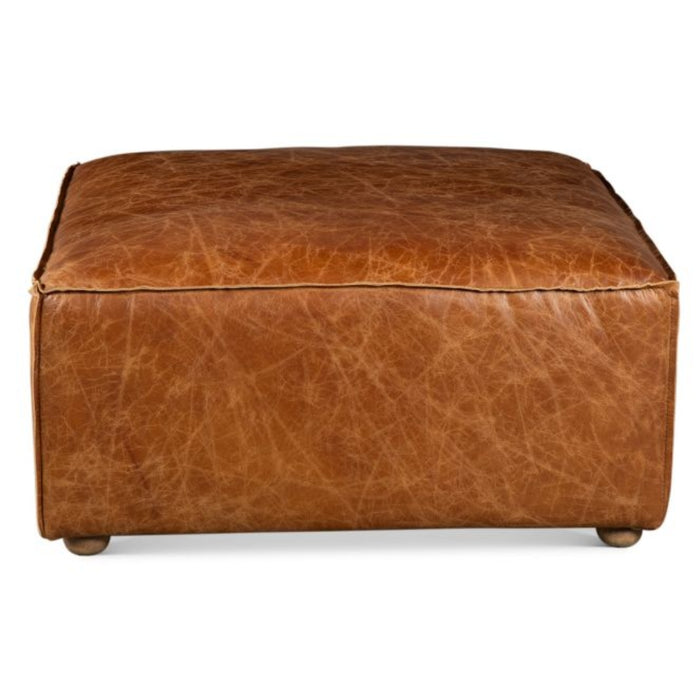 Cocoa Brown Leather Sectional Sofa