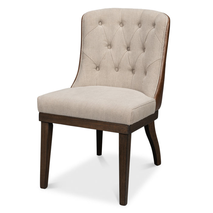 Tufted Fabric & Leather Side Chair