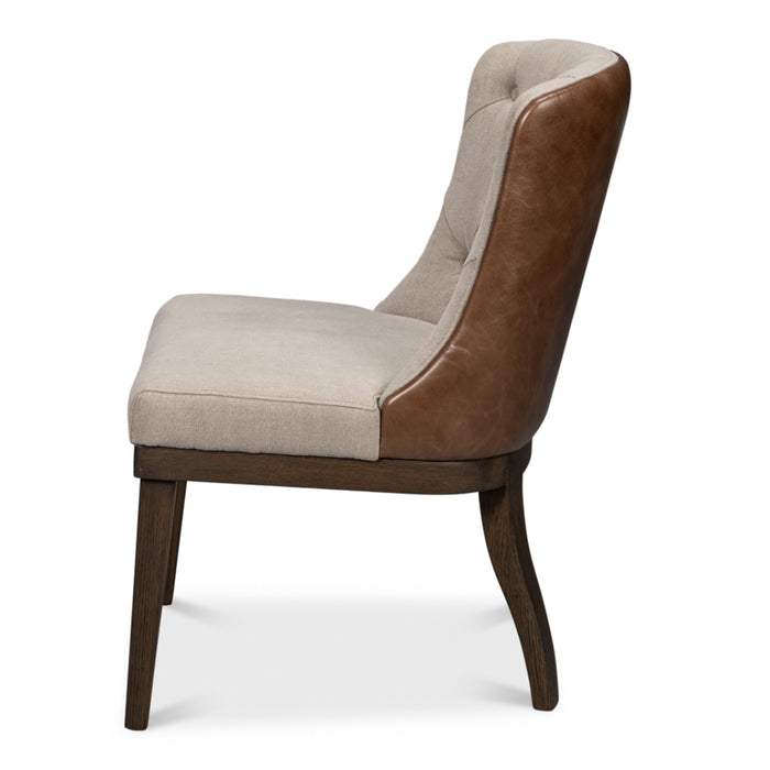 Tufted Fabric & Leather Side Chair