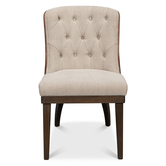 Tufted Fabric & Leather Side Chair