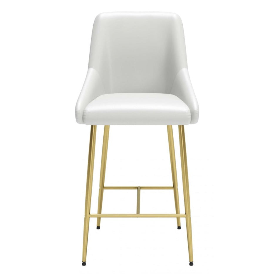 White & Gold Counter Stool with Back Handle
