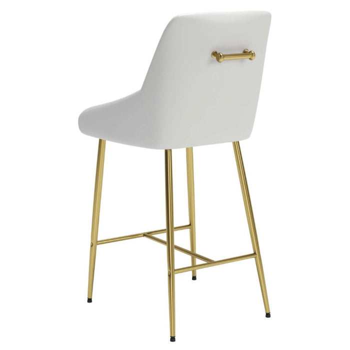 White & Gold Counter Stool with Back Handle