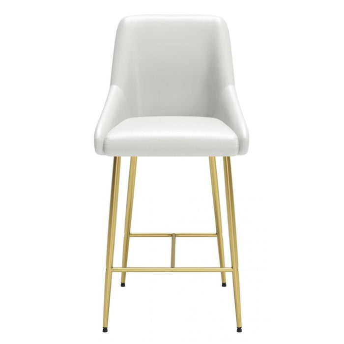 White & Gold Counter Stool with Back Handle