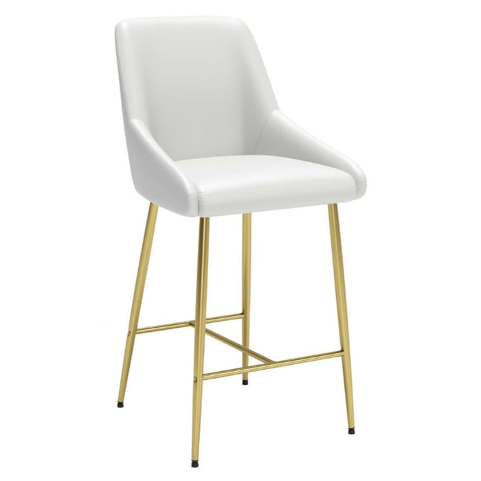 White & Gold Counter Stool with Back Handle