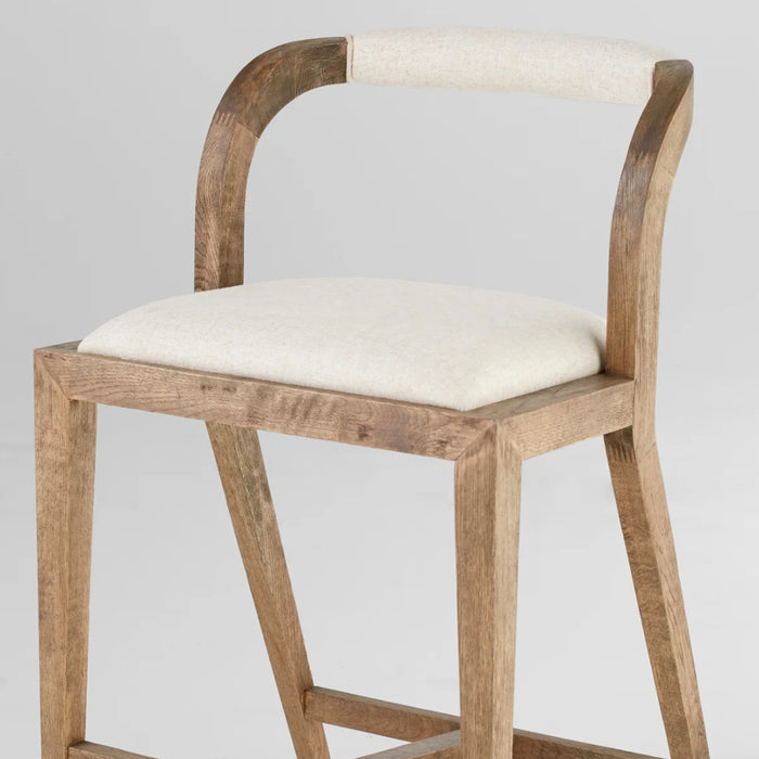 Curved Back Natural Wood Counter Stool