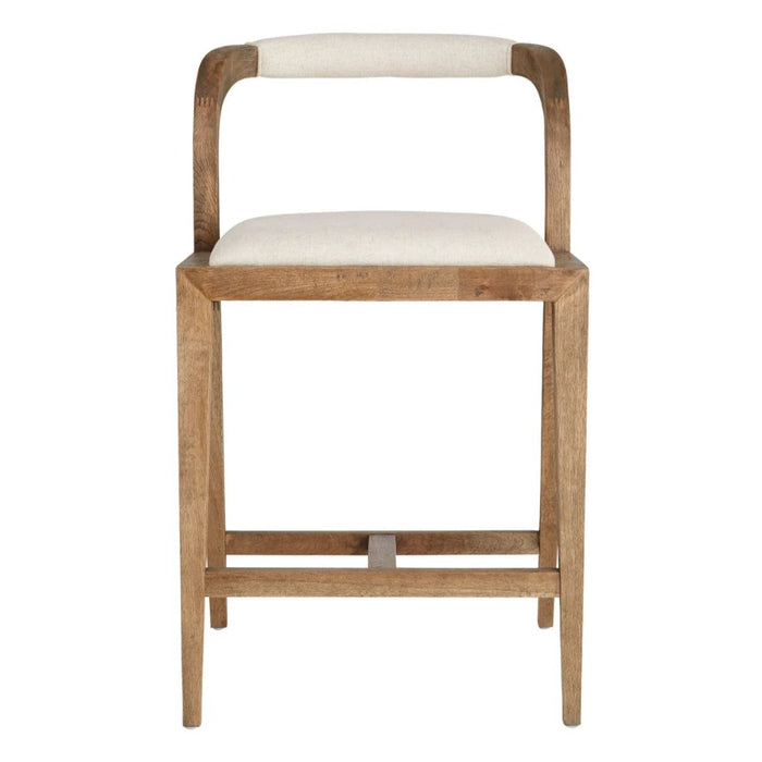 Curved Back Natural Wood Counter Stool