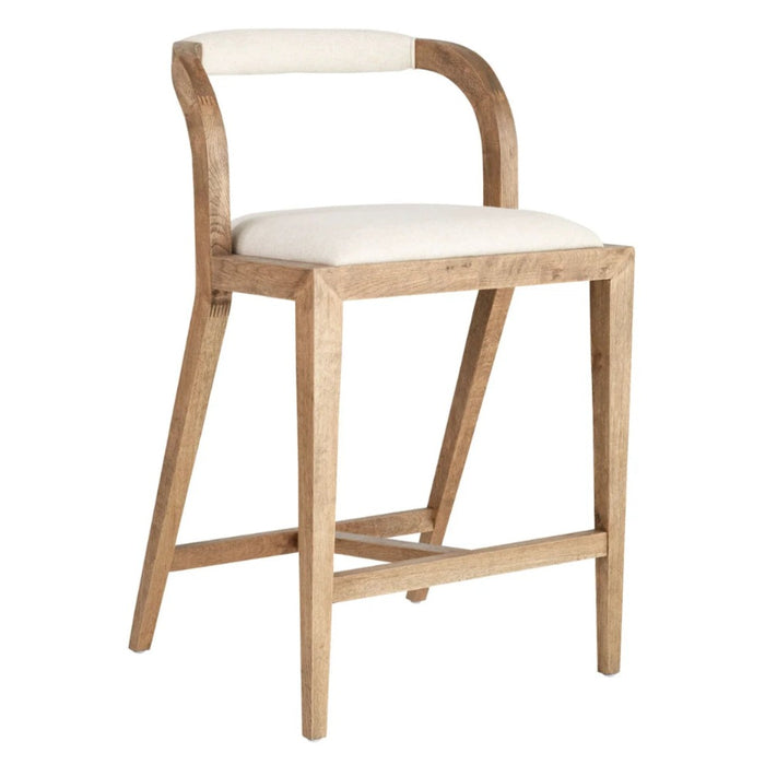 Curved Back Natural Wood Counter Stool