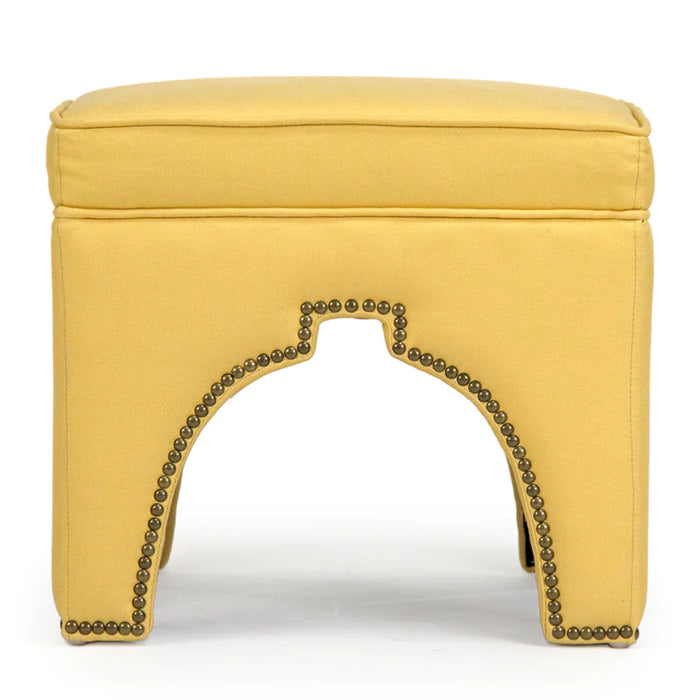 Modern Studded Yellow Cubic Stool