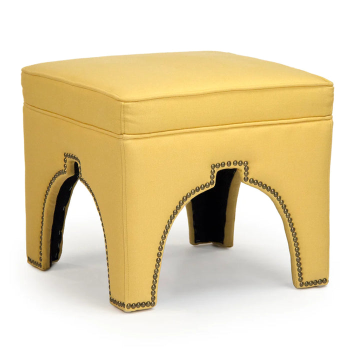 Modern Studded Yellow Cubic Stool