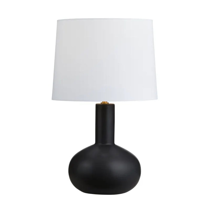 Matte Finish Black Ceramic Table Lamps - Pair