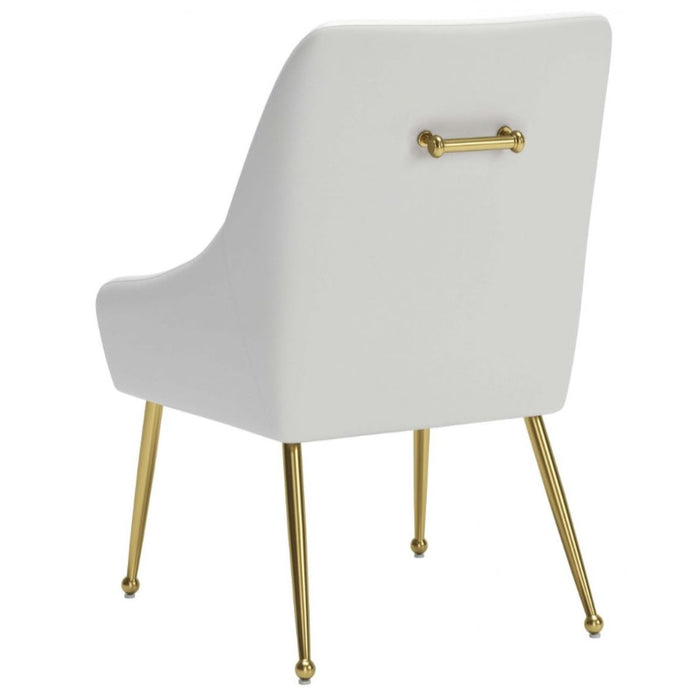 White & Gold Upholstered  Dining Chair