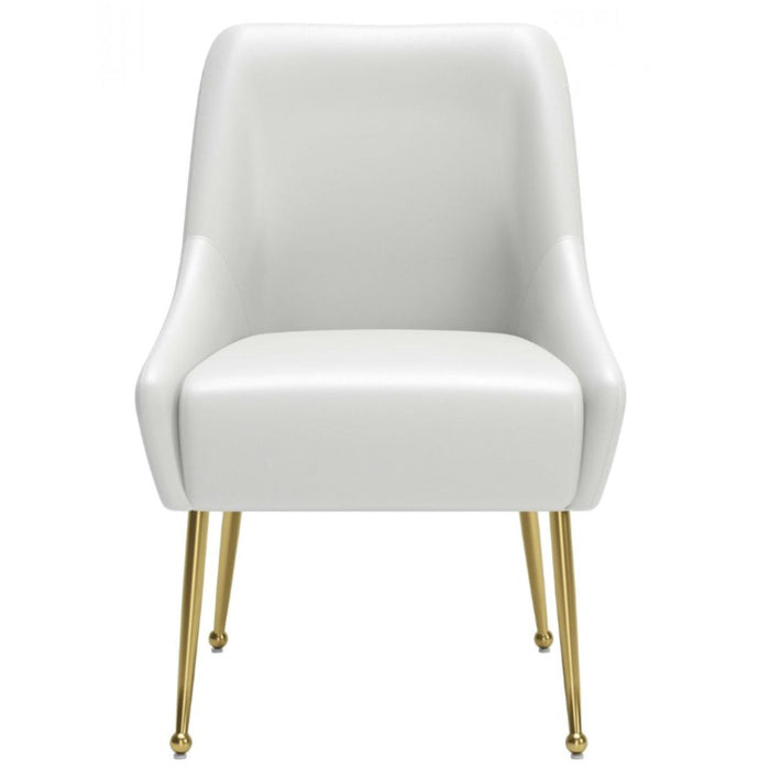 White & Gold Upholstered  Dining Chair