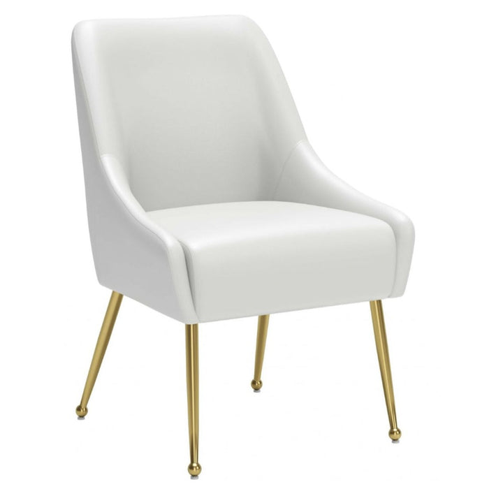 White & Gold Upholstered  Dining Chair