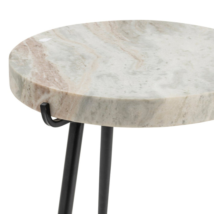 Round White Marble Accent Table