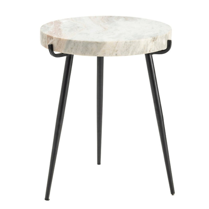 Round White Marble Accent Table