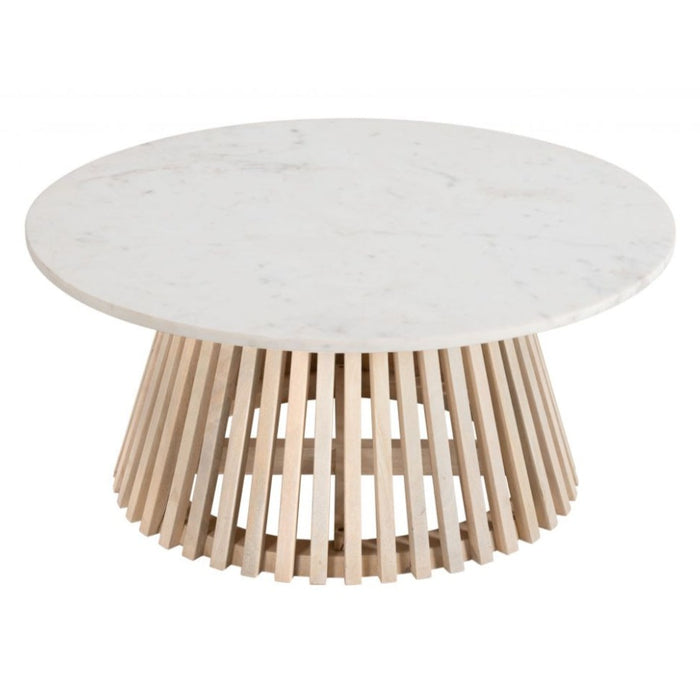 Round White & Natural Coffee Table