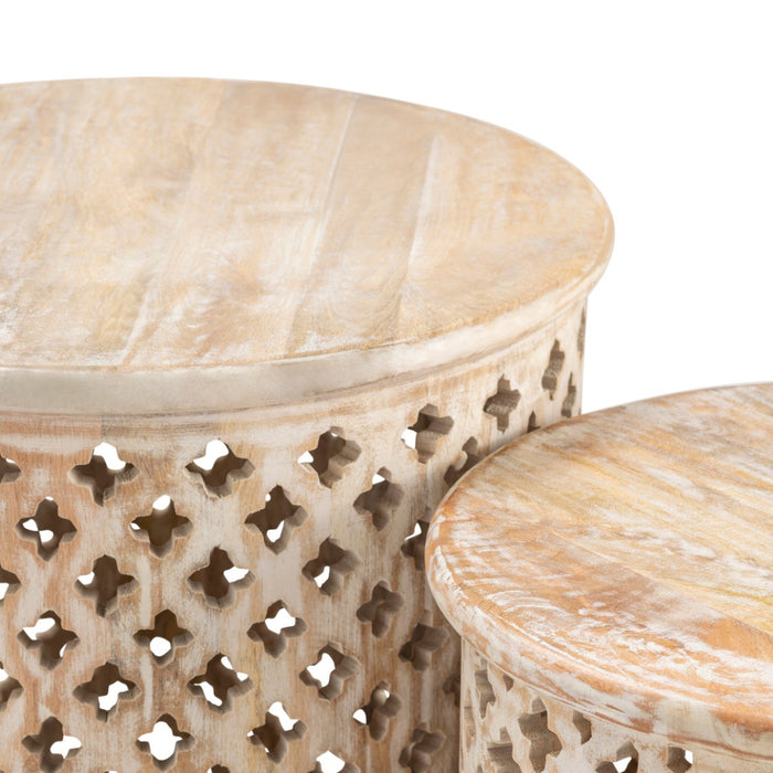 Natural Cross Design Accent Table Set