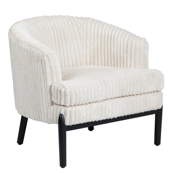 Transitional Mid-Century White Accent Chair