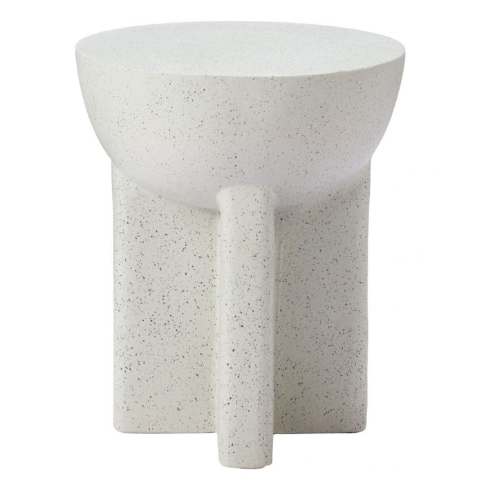 White Faux Terrazzo Side Table