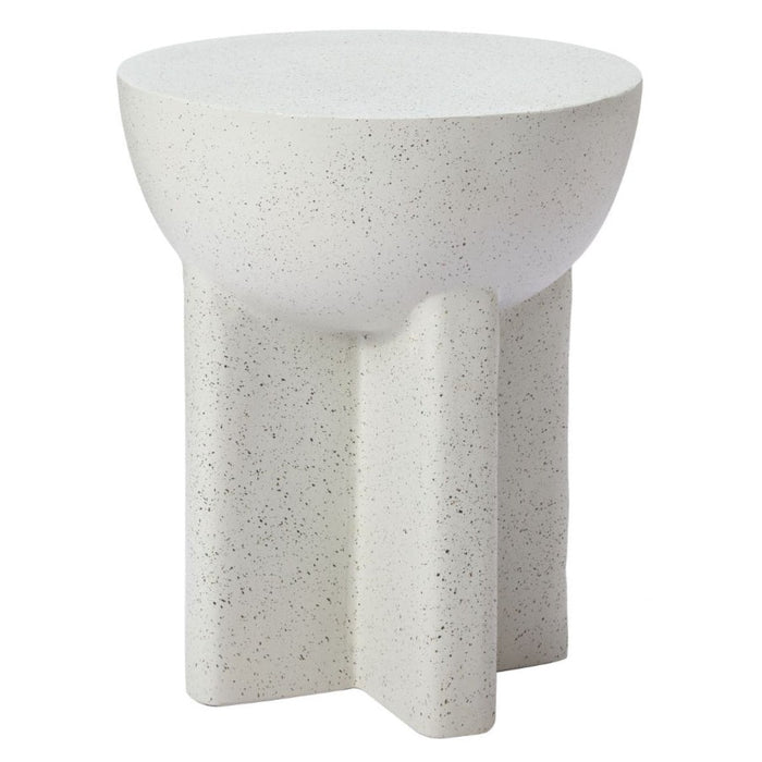 White Faux Terrazzo Side Table