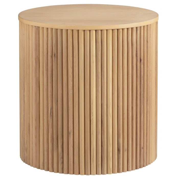 Natural Round Reeded Accent Table