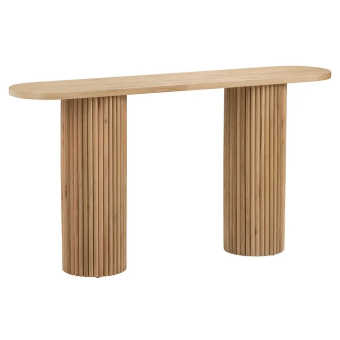 Natural Oval Reeded Leg Console Table