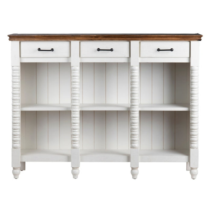 White French Country Open Shelf Sideboard