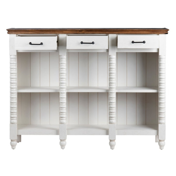 White French Country Open Shelf Sideboard