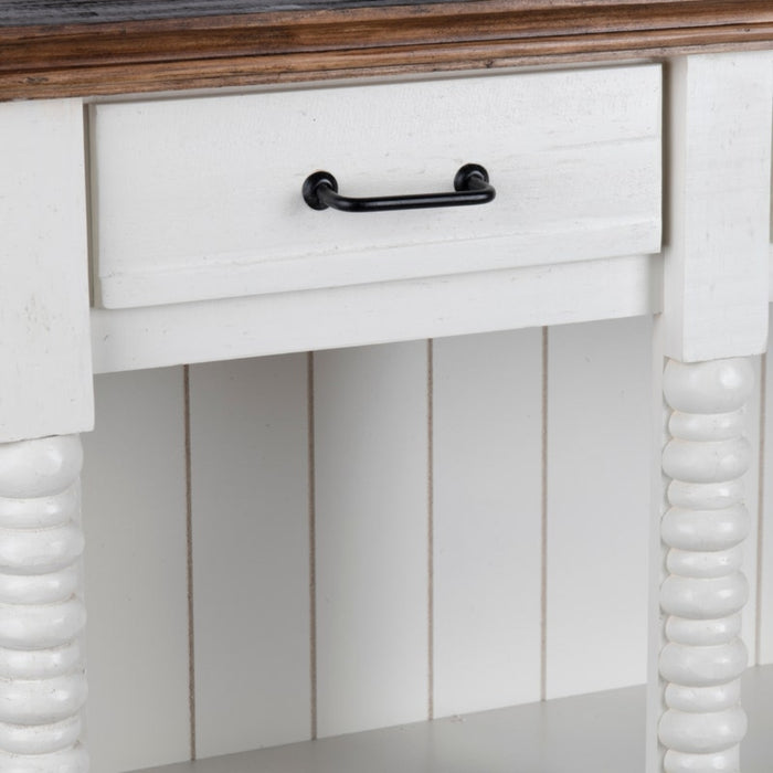 White French Country Open Shelf Sideboard