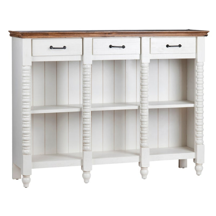 White French Country Open Shelf Sideboard