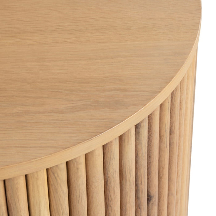 Natural Round Reeded Accent Table