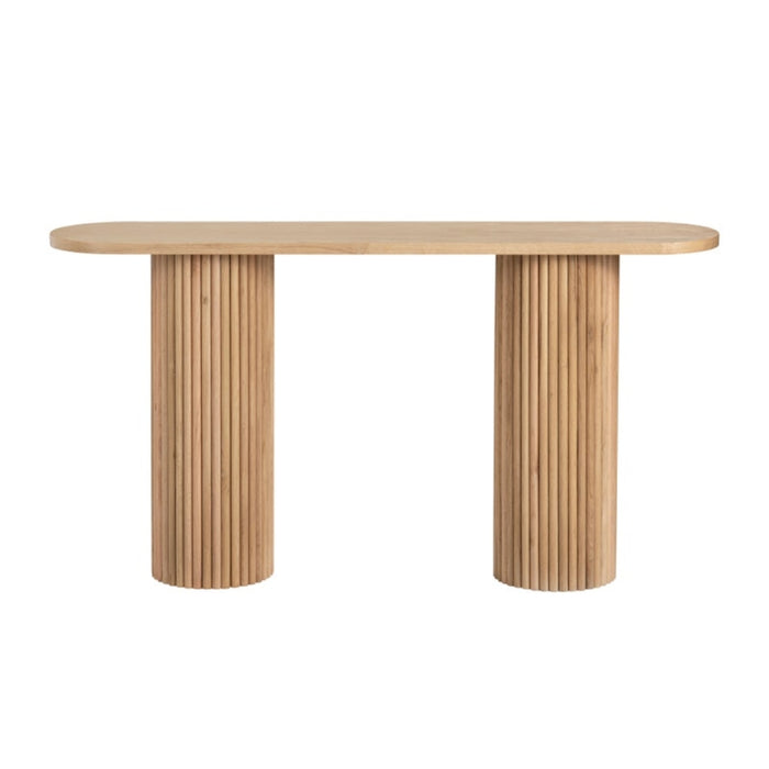 Natural Oval Reeded Leg Console Table