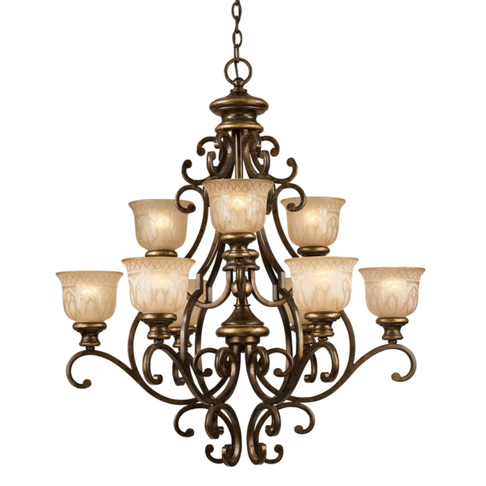 9-Light Bronze Curves Accent Chandelier