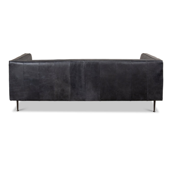 Nottinghill Charcoal Gray Ribbed Leather Sofa