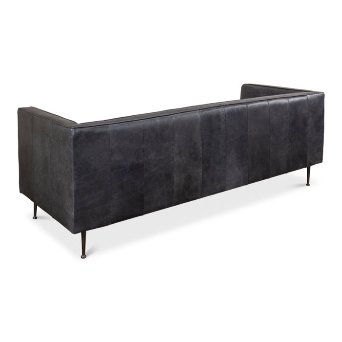 Nottinghill Charcoal Gray Ribbed Leather Sofa