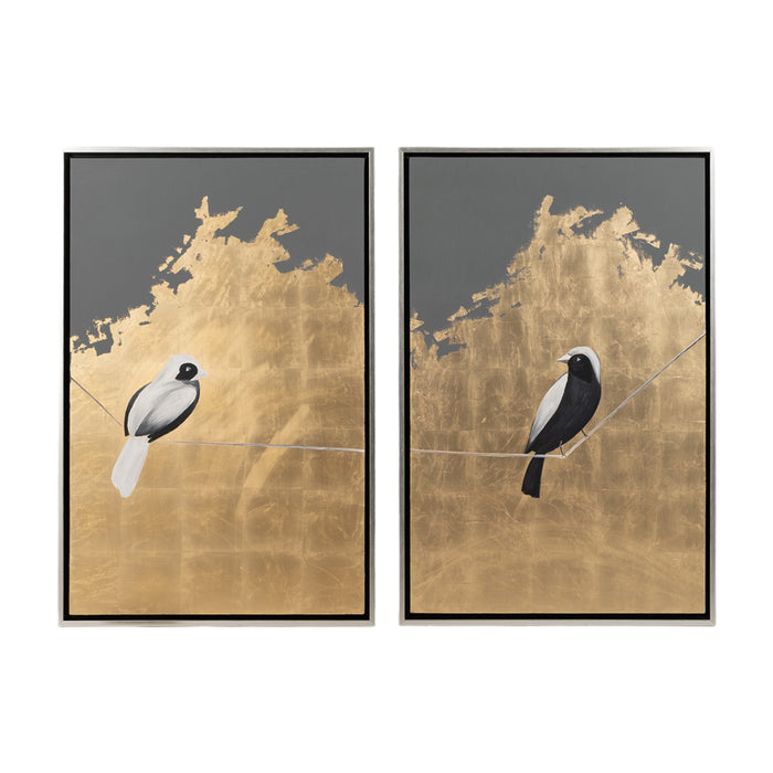 Birds On Wire Hand Painted Wall Art