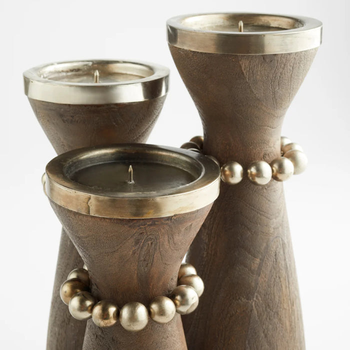 Medium Grey String of Beads Candleholder