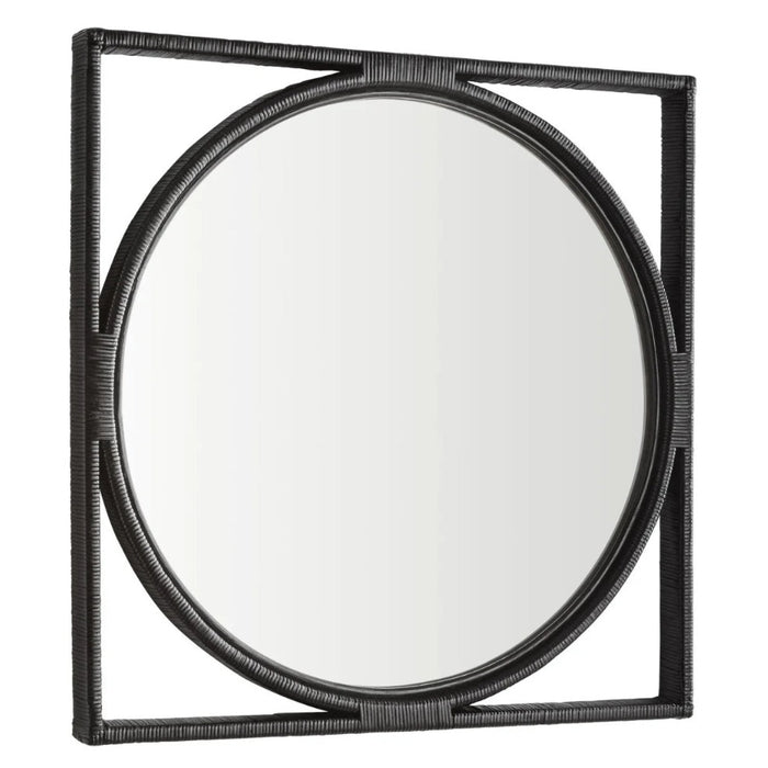 Large Black Square Round Mirror