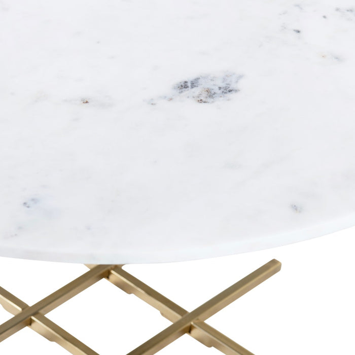 White-Gold Round Coffee Table