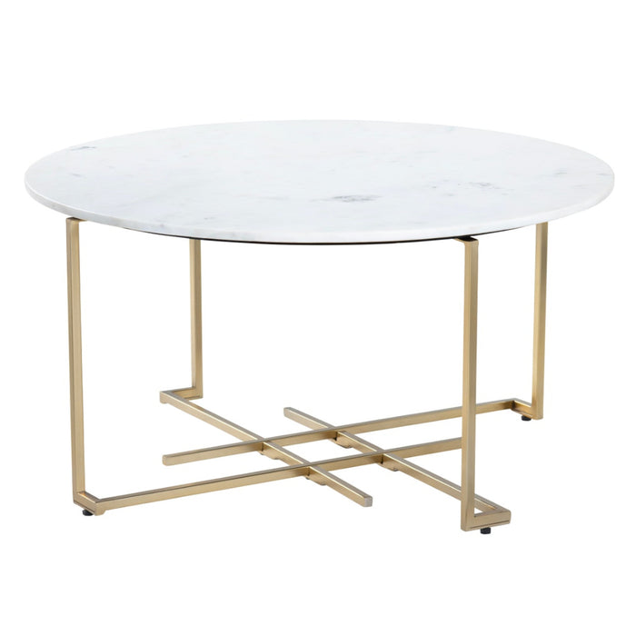 White-Gold Round Coffee Table