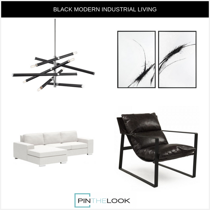 Modern Black Leather Sling Chair