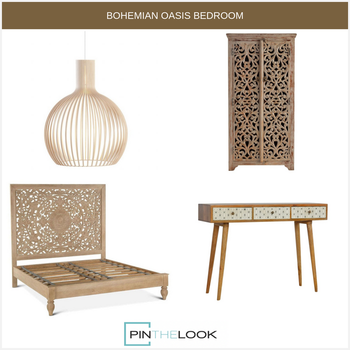 Flora Bohemian Natural Wood Bed
