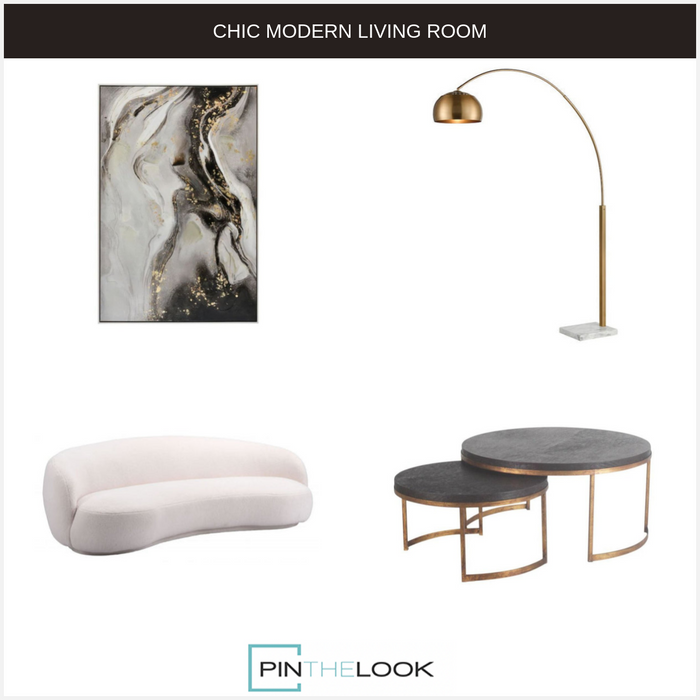 Modern Glam White Sofa